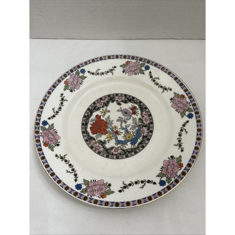 Antique J & G Meakin 10" INDIAN PRINCE Dinner Plate Gold Trim (c 1920S)